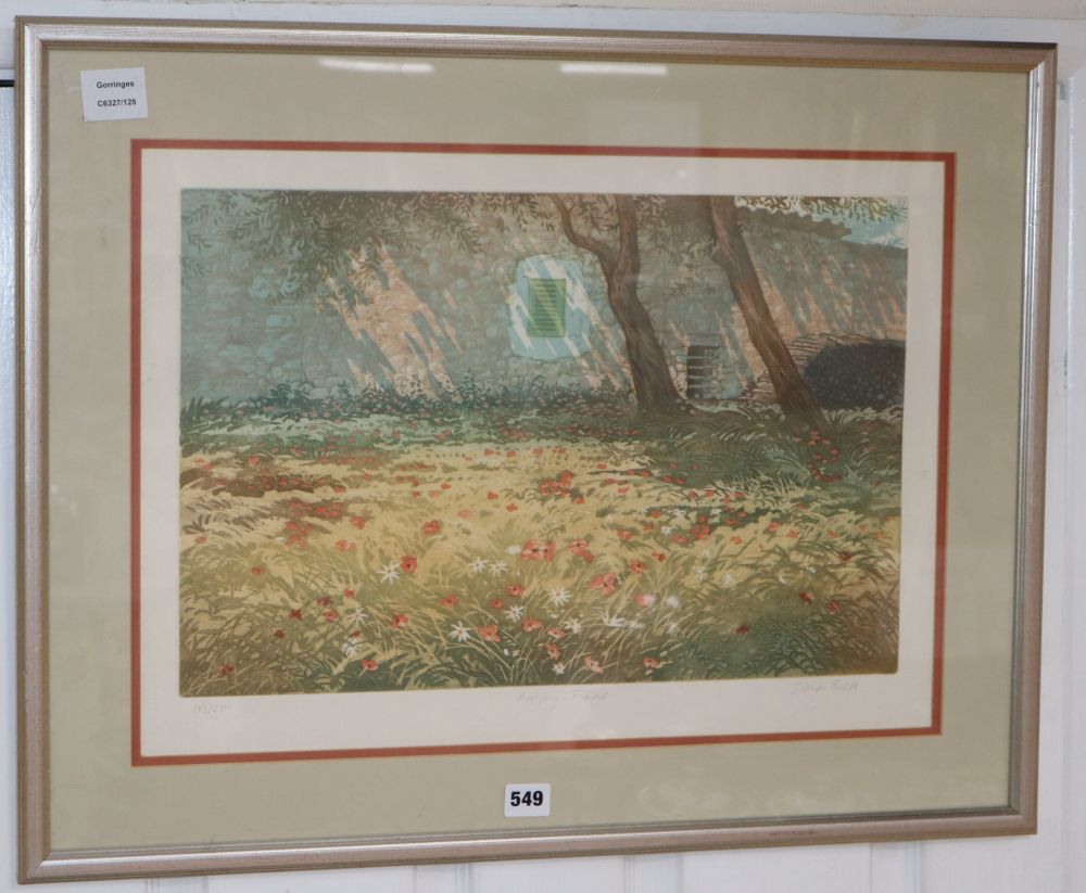 Simon Bull, limited edition print, Poppy Field, signed, 103/250, 38 x 54cm